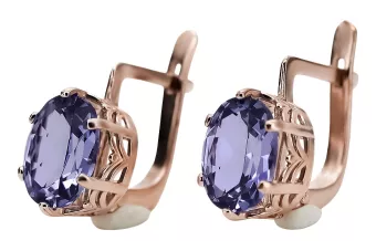 Pendientes de alejandrita de oro rosa rosa 14k 585 vec003 Vintage