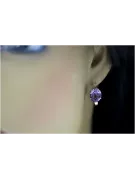 Rose pink 14k 585 gold alexandrite earrings vec003 Vintage Russian Soviet style