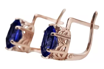 Rose pink 14k 585 gold sapphire earrings vec003 Vintage Russian Soviet style