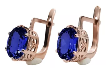 Pendientes de zafiro de oro rosa rosa 14k 585 vec003 Vintage
