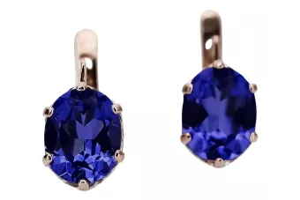 Rose pink 14k 585 gold sapphire earrings vec003 Vintage Russian Soviet style