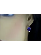 Rose pink 14k 585 gold sapphire earrings vec003 Vintage Russian Soviet style