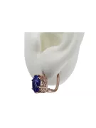 Boucles d'oreilles saphir or rose 14 carats 585 vec003 Vintage