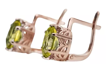 Серьги с перидотом из розового золота 14 карат 585 пробы vec003 Vintage