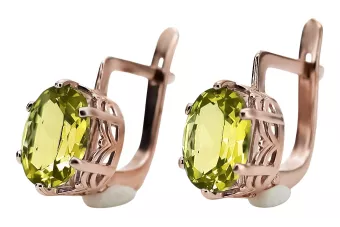 Серьги с перидотом из розового золота 14 карат 585 пробы vec003 Vintage