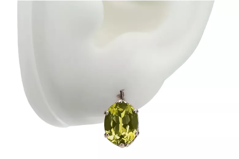Rose pink 14k 585 gold peridot earrings vec003 Vintage Russian Soviet style