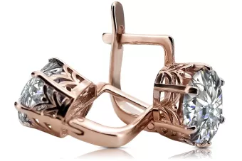 Pendientes de circonita de oro rosa rosa 14k 585 vec003 Vintage