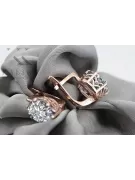 Rose pink 14k 585 gold zircon earrings vec003 Vintage Russian Soviet style