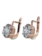 Boucles d'oreilles roses en or 14 carats 585 et zircon vec003 Vintage