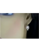 Boucles d'oreilles roses en or 14 carats 585 et zircon vec003 Vintage