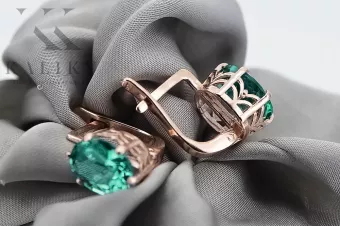 Серьги с розовым изумрудом из золота 14 карат 585 пробы vec003 Винтаж