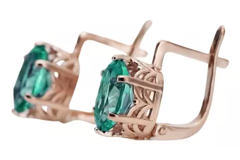 Pendientes de esmeralda de oro rosa rosa 14k 585 vec003 Vintage
