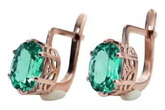 Cercei din aur smarald roz trandafir 14k 585 vec003 Vintage