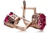 Rose pink 14k 585 gold ruby earrings vec003 Vintage Russian Soviet style