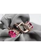 Rose pink 14k 585 gold ruby earrings vec003 Vintage Russian Soviet style