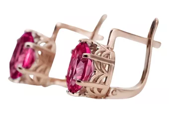 Cercei aur rubin roz trandafir 14k 585 vec003 Vintage