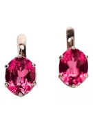 Rose pink 14k 585 gold ruby earrings vec003 Vintage Russian Soviet style