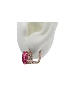 Boucles d'oreilles rubis or rose 14 carats 585 vec003 Vintage