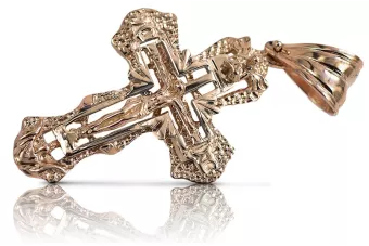 Rose rose russe rouge or 14 carats croix orthodoxe oc008r