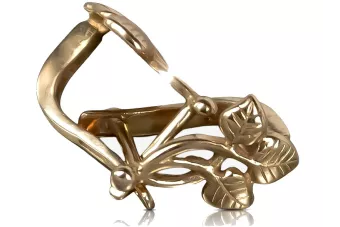 Rosa rusa rosa soviético 14k 585 oro URSS Pendientes de hoja vintage ven039