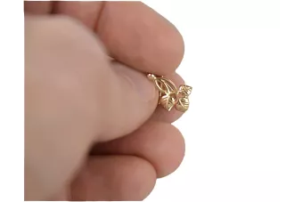 Vintage różowe złoto kolczyki listki 14k 585 ZSRR Vintage ven039