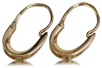 Vintage rose pink 14k 585 gold  Vintage Hoops earrings ven095