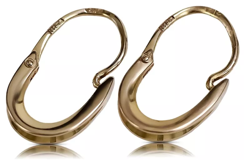 Russische Rose Rosa Sowjetische 14k 585 Gold UdSSR Vintage Hoops Ohrringe ven095