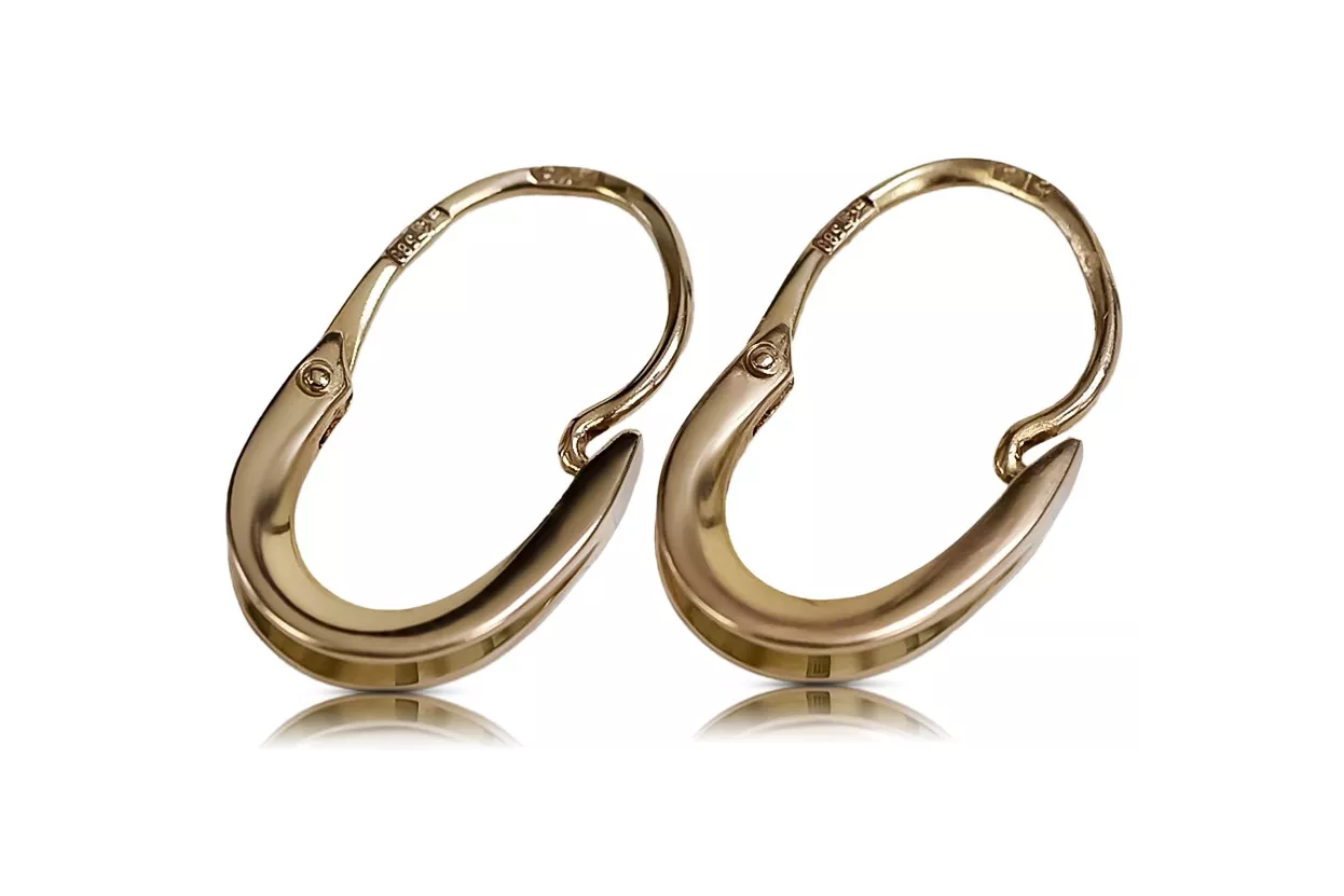 Russische Rose Rosa Sowjetische 14k 585 Gold UdSSR Vintage Hoops Ohrringe ven095
