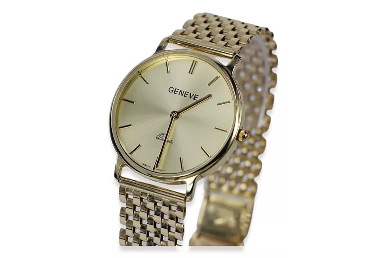 Gold men's watch Geneve ★ zlotychlopak.pl ★ Gold purity 585 333 Low Price!