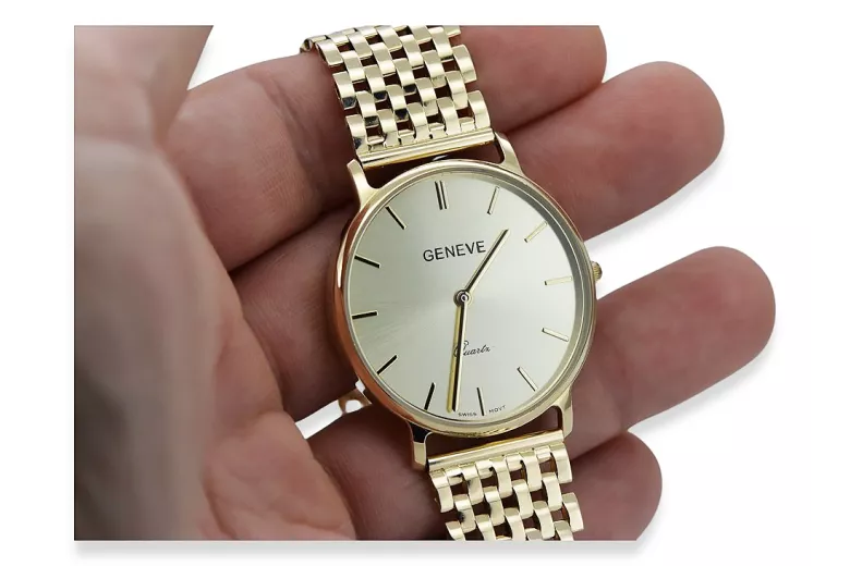 Gold men's watch Geneve ★ zlotychlopak.pl ★ Gold purity 585 333 Low Price!