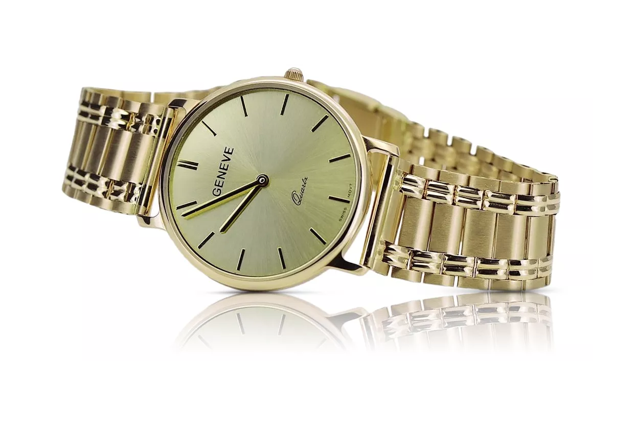 Gold men's watch Geneve ★ zlotychlopak.pl ★ Gold purity 585 333 Low Price!