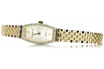 Жълт 14k 585 златен красив дамски часовник Geneve lw100y