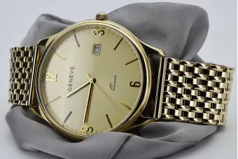 14k 585 auksinis moteriškas laikrodis su Geneve apyranka mw017y&mbw013yo-f