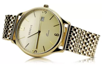 14k 585 auksinis moteriškas laikrodis su Geneve apyranka mw017y&mbw013yo-f