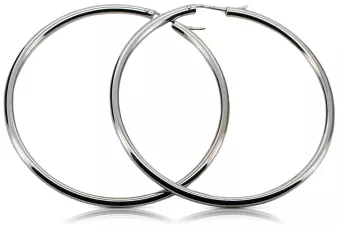 Italian white 14k gold circle hoop earrings ceh010w