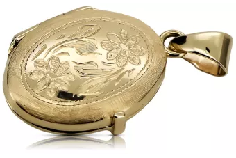 Оригинальный красивый овальный кулон из желтого золота 14 карат cpn062y
