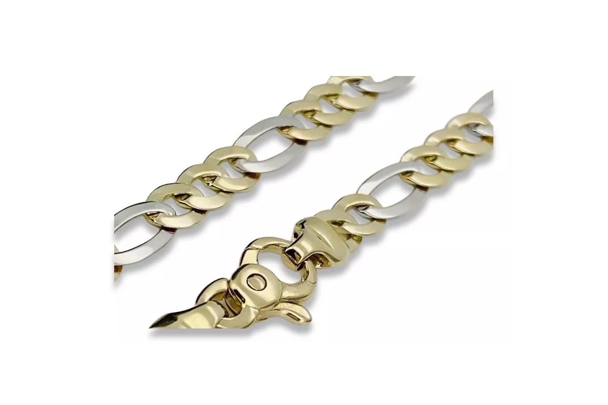 Italienisch Gelb 14 Karat Gold Neues Figaro Armband cb042yw