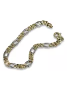 Italien jaune blanc 14 carats or Nouveau bracelet Figaro cb042yw