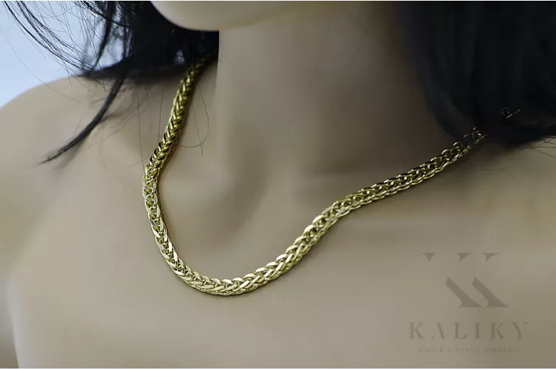 Italian yellow 585 14k gold Spiga chain cc036y