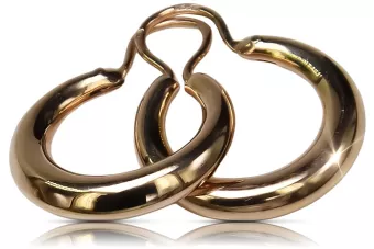 Rose pink 14k 585 gold Vintage Hoops earrings ven183