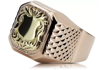 Винтажное мужское кольцо-печатка из розового золота 14 карат 585 пробы vsn004