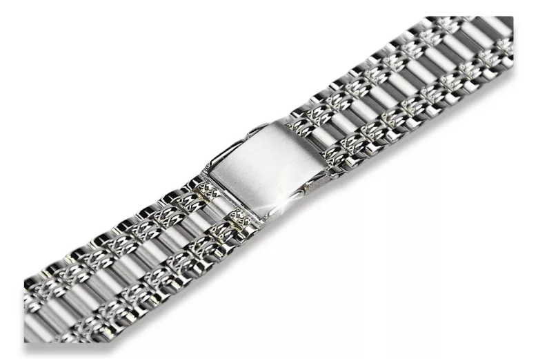 14K White Gold Men's Watch Bracelet mbw012w