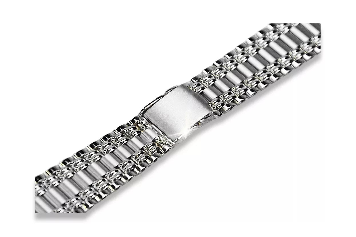 14K White Gold Men's Watch Bracelet mbw012w