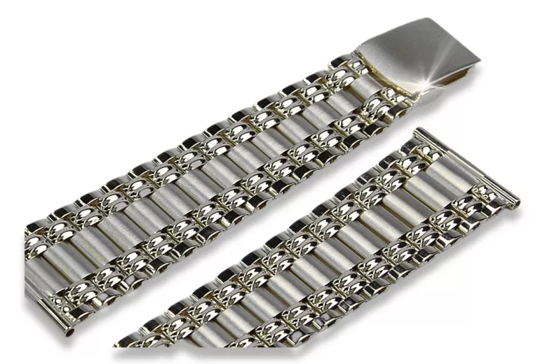 Pánsky náramok 14k biele zlato, taliansky, 16-16.5cm | Zlotychlopak.pl