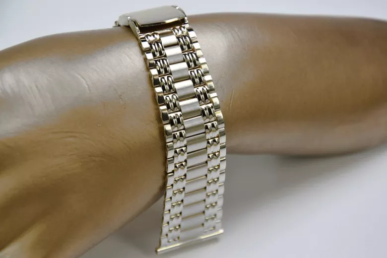 Pánské náramek 14k bílé zlato, italština, 16-16,5 cm | Zlotychlopak.pl