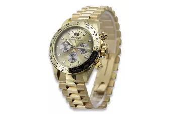 14K Gold Men's Watch, Black Dial, Quartz, 40mm