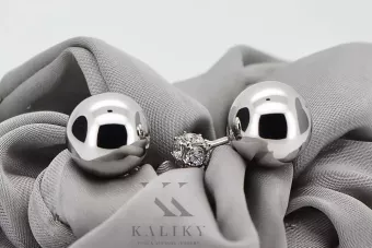 Italian white 14k gold key ball zircon earrings cec022w