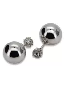 Italian white 14k gold key ball zircon earrings cec022w