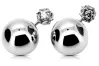 Italian white 14k gold key ball zircon earrings cec022w