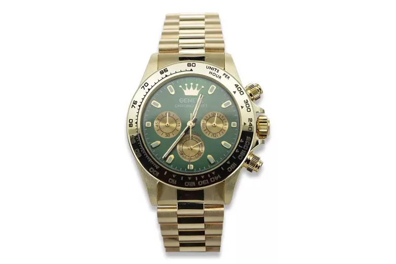 Złoty zegarek z bransoletą męski 14k Geneve mw014ydgr&mbw015y